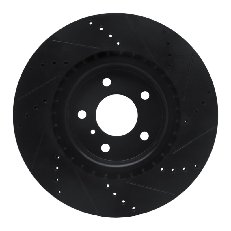 Infiniti G35 Brake Rotor (1) - Front Left - R1 Concepts - Drilled & Slotted - Black - `03-`08